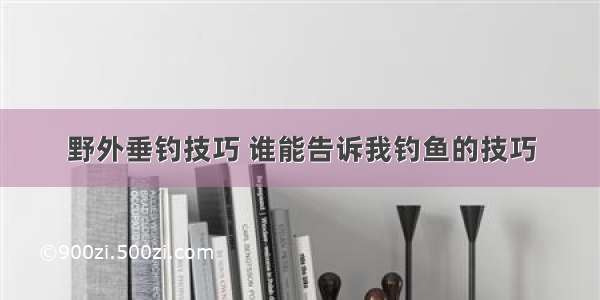 野外垂钓技巧 谁能告诉我钓鱼的技巧