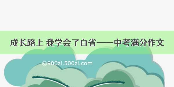 成长路上 我学会了自省——中考满分作文