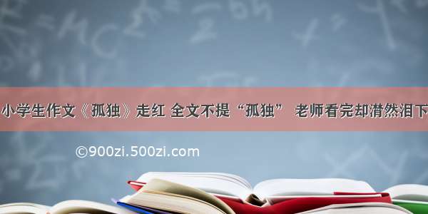 小学生作文《孤独》走红 全文不提“孤独” 老师看完却潸然泪下