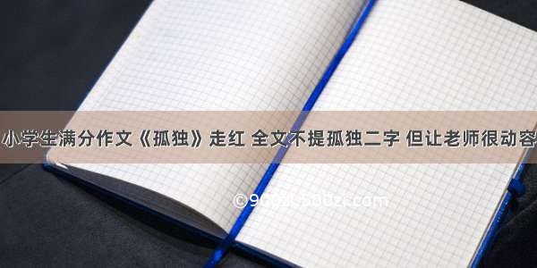 小学生满分作文《孤独》走红 全文不提孤独二字 但让老师很动容