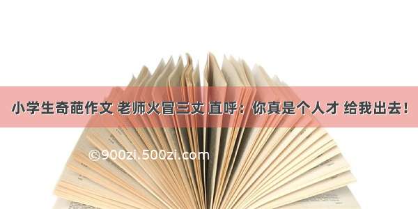 小学生奇葩作文 老师火冒三丈 直呼：你真是个人才 给我出去！