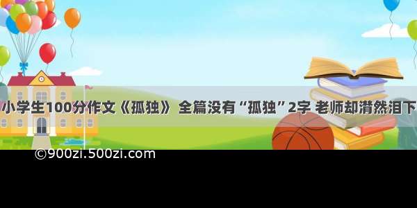 小学生100分作文《孤独》 全篇没有“孤独”2字 老师却潸然泪下