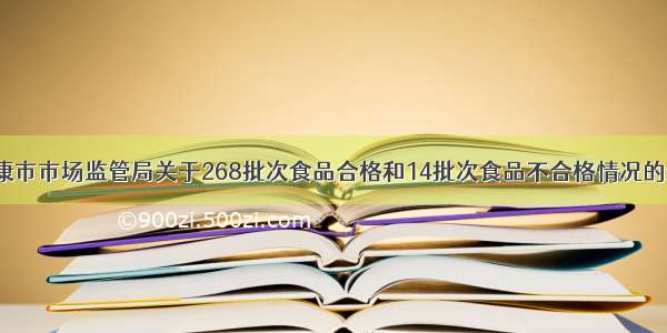 陕西省安康市市场监管局关于268批次食品合格和14批次食品不合格情况的通告（第1