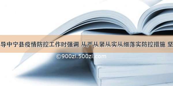 何健调研督导中宁县疫情防控工作时强调 从严从紧从实从细落实防控措施 坚决守护好人