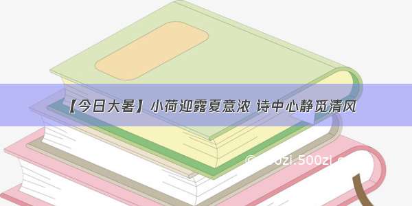 【今日大暑】小荷迎露夏意浓 诗中心静觅清风