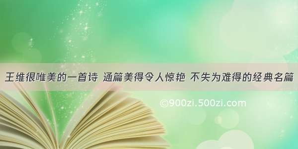 王维很唯美的一首诗 通篇美得令人惊艳 不失为难得的经典名篇