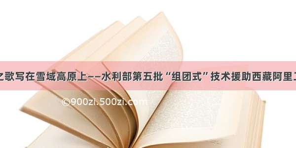 把青春之歌写在雪域高原上——水利部第五批“组团式”技术援助西藏阿里工作纪实