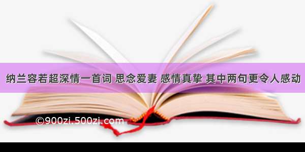 纳兰容若超深情一首词 思念爱妻 感情真挚 其中两句更令人感动