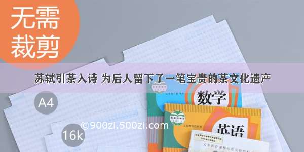 苏轼引茶入诗 为后人留下了一笔宝贵的茶文化遗产