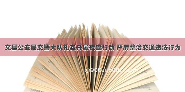 文县公安局交警大队扎实开展夜查行动 严厉整治交通违法行为