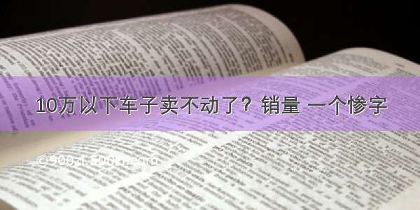 10万以下车子卖不动了？销量 一个惨字