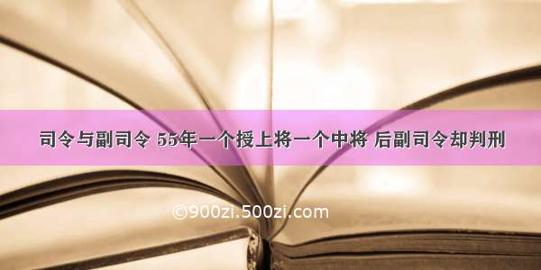 司令与副司令 55年一个授上将一个中将 后副司令却判刑