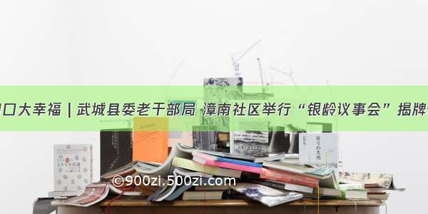 小切口大幸福 | 武城县委老干部局 漳南社区举行“银龄议事会”揭牌仪式