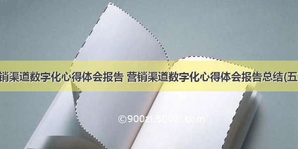 营销渠道数字化心得体会报告 营销渠道数字化心得体会报告总结(五篇)