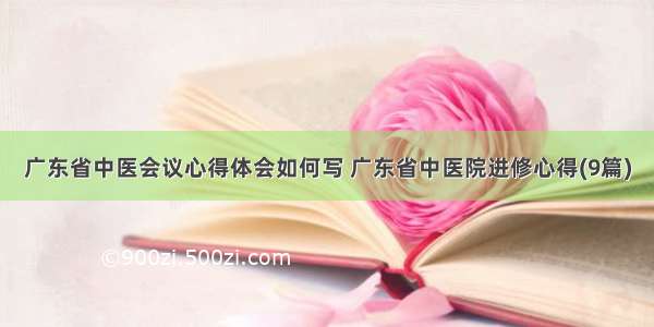 广东省中医会议心得体会如何写 广东省中医院进修心得(9篇)