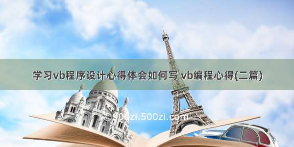 学习vb程序设计心得体会如何写 vb编程心得(二篇)