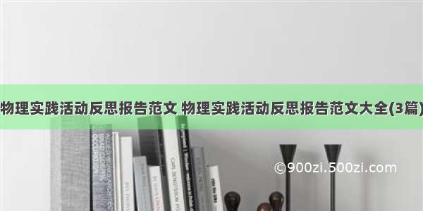 物理实践活动反思报告范文 物理实践活动反思报告范文大全(3篇)