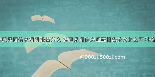 挂职见闻信息调研报告范文 挂职见闻信息调研报告范文怎么写(七篇)