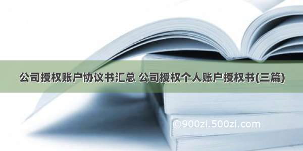 公司授权账户协议书汇总 公司授权个人账户授权书(三篇)