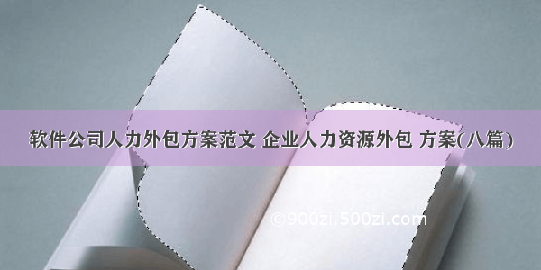 软件公司人力外包方案范文 企业人力资源外包 方案(八篇)