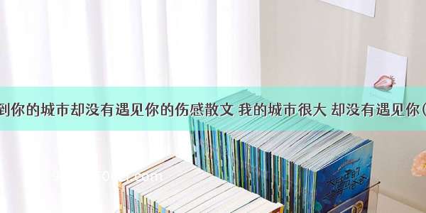 我来到你的城市却没有遇见你的伤感散文 我的城市很大 却没有遇见你(八篇)