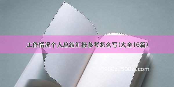 工作情况个人总结汇报参考怎么写(大全16篇)