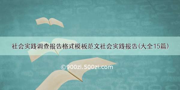 社会实践调查报告格式模板范文社会实践报告(大全15篇)