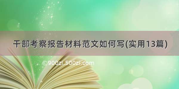 干部考察报告材料范文如何写(实用13篇)