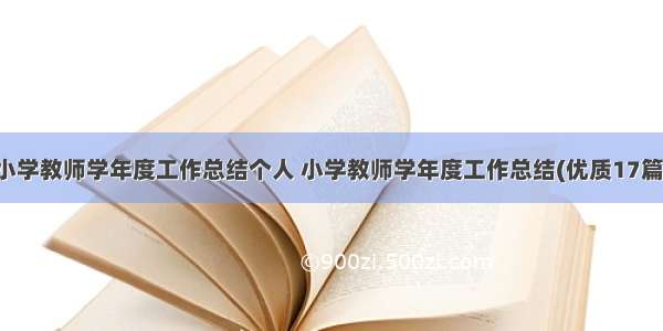 小学教师学年度工作总结个人 小学教师学年度工作总结(优质17篇)