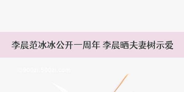 李晨范冰冰公开一周年 李晨晒夫妻树示爱