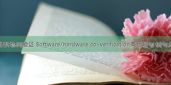 软硬件协同验证 Software/hardware co-verification英语短句 例句大全