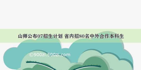 山师公布07招生计划 省内招80名中外合作本科生