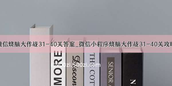 微信烧脑大作战31-40关答案_微信小程序烧脑大作战31-40关攻略