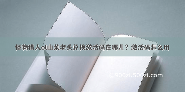 怪物猎人ol山菜老头兑换激活码在哪儿？激活码怎么用