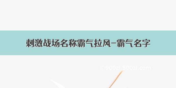 刺激战场名称霸气拉风-霸气名字