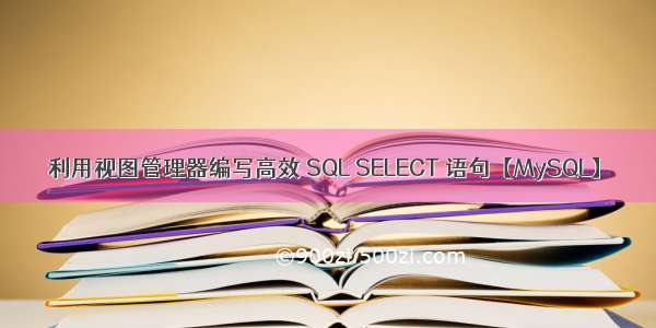 利用视图管理器编写高效 SQL SELECT 语句【MySQL】