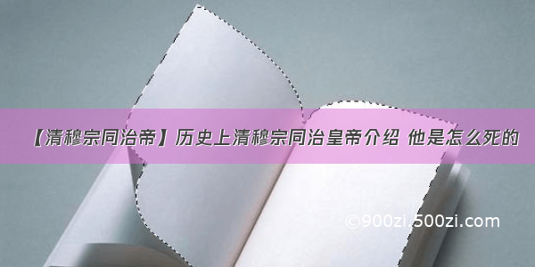 【清穆宗同治帝】历史上清穆宗同治皇帝介绍 他是怎么死的