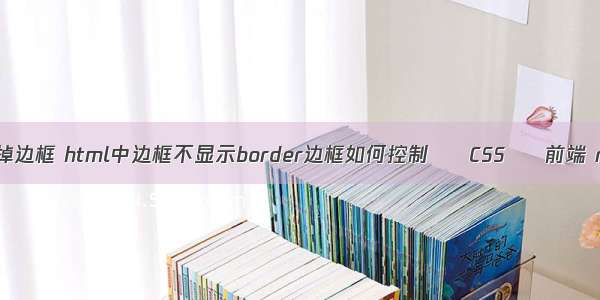 border 去掉边框 html中边框不显示border边框如何控制 – CSS – 前端 rapid css