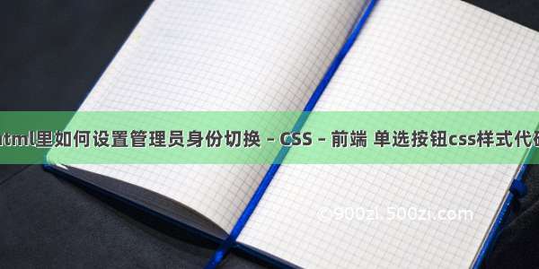 html里如何设置管理员身份切换 – CSS – 前端 单选按钮css样式代码