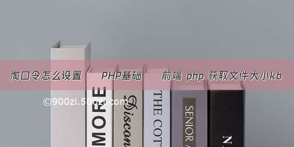 淘口令怎么设置 – PHP基础 – 前端 php 获取文件大小kb