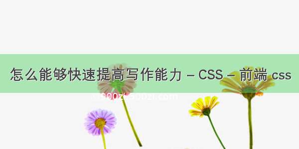 怎么能够快速提高写作能力 – CSS – 前端 css