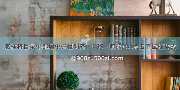 怎样将目录中部居中并且对齐 – CSS – 前端 css点击下拉框样式