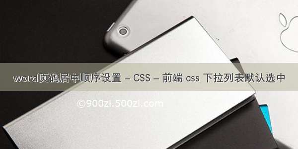 word页码居中顺序设置 – CSS – 前端 css 下拉列表默认选中