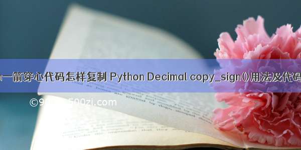 python一箭穿心代码怎样复制 Python Decimal copy_sign()用法及代码示例