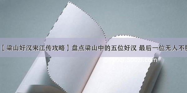 【梁山好汉宋江传攻略】盘点梁山中的五位好汉 最后一位无人不服