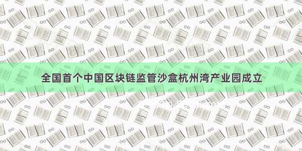 全国首个中国区块链监管沙盒杭州湾产业园成立