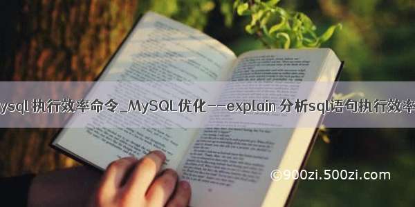 mysql 执行效率命令_MySQL优化--explain 分析sql语句执行效率
