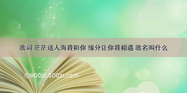 歌词 茫茫这人海我和你 缘分让你我相遇 歌名叫什么