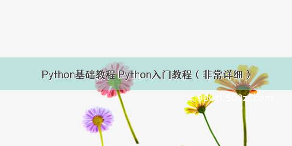 Python基础教程 Python入门教程（非常详细）