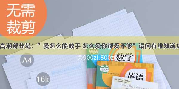 有一首歌的高潮部分是：”爱怎么能放手 怎么爱你都爱不够”请问有谁知道这是什么歌？